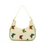 Butterfly Print Shoulder Bag with Pearl Handle