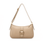 vegan leather shoulder bag with bamboo buckle detail and gold hardware