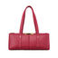 Bagcio Riva Shoulder Bag in red, front view with twin long handles, top zip closure and gold-tone detailing.