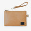 Offwhite Cognac PU Leather Wristlet Clutch Bag – Smooth Finish Pouch with Detachable Strap, Brass Hardware & Branded Patch (Copy)