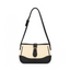 Bagcio Hazel Buckle Shoulder Bag with a beige textured panel, black trim, adjustable black strap and gold-tone front buckle.