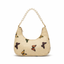 Butterfly Print Shoulder Bag with Pearl Handle