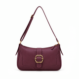Vegan leather shoulder bag with bamboo buckle detail and gold hardware