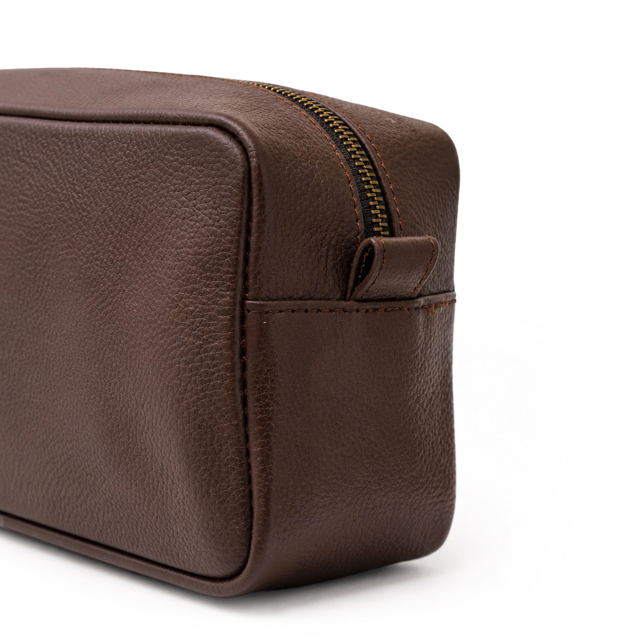 Unisex Chocolate Brown Cow Leather Dopp Kit Secondary image