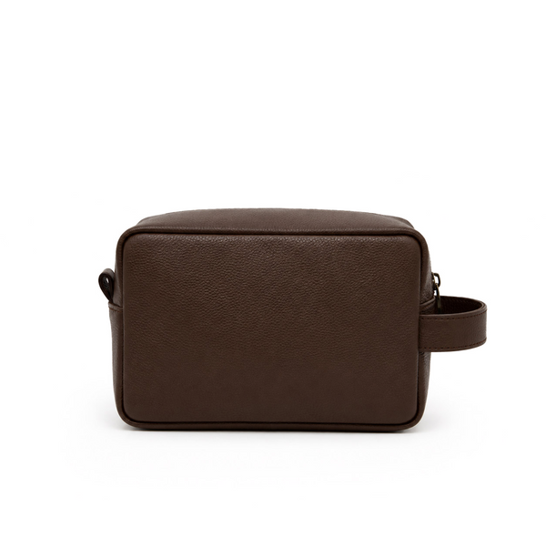 Unisex Chocolate Brown Cow Leather Dopp Kit