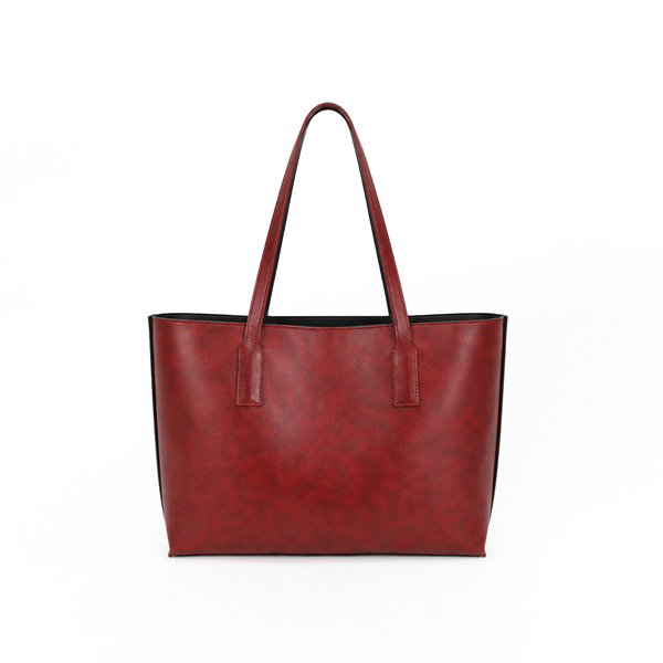 Reversible Luxe Tote: Black & Wine Red