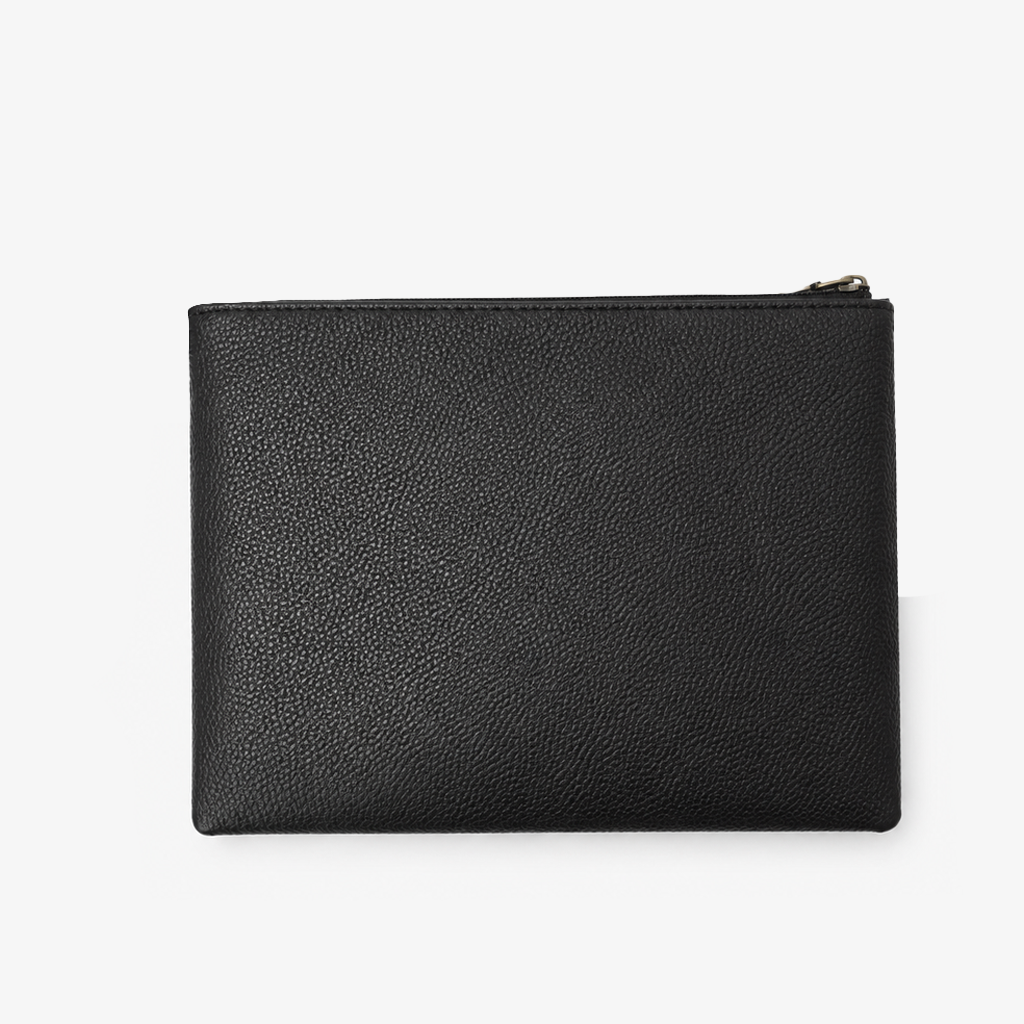Executive Leather Clutch Wallet | Black & Tan Two-Tone Wristlet with Detachable Strap & Card Slots Secondary image