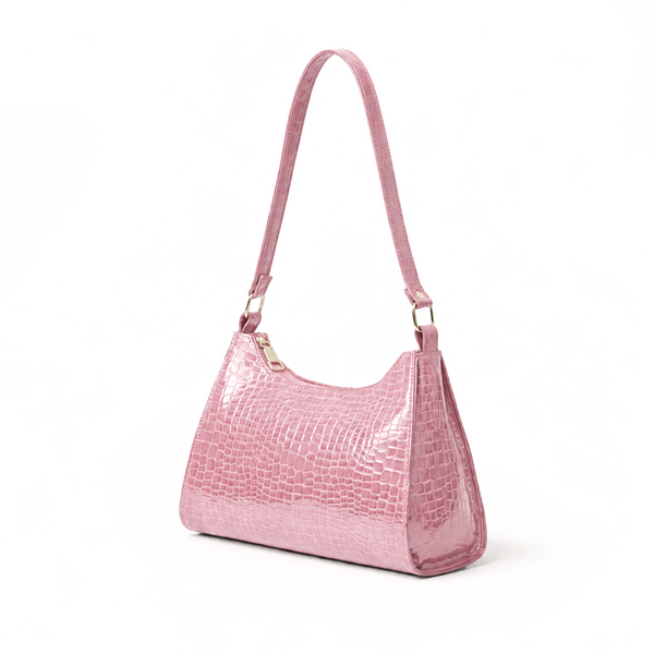 Croc-Embossed Baguette Bag