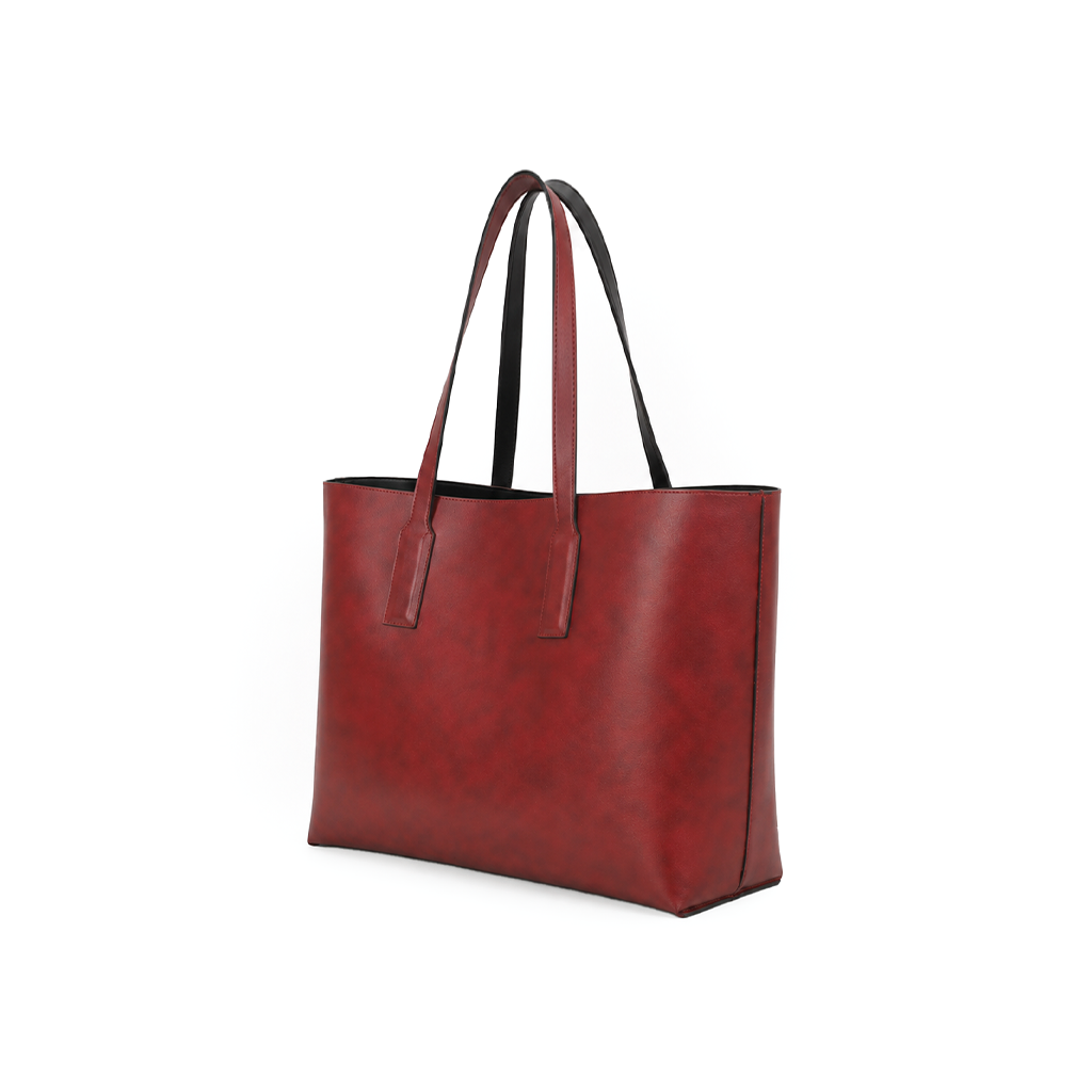 Reversible Luxe Tote: Black & Wine Red