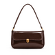 Elva Shoulder Bag with a glossy finish, decorative gold-tone clasp, front flap closure, and shoulder strap.