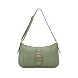 Vegan leather shoulder bag with bamboo buckle detail and gold hardware