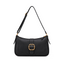 vegan leather shoulder bag with bamboo buckle detail and gold hardware
