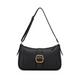 vegan leather shoulder bag with bamboo buckle detail and gold hardware