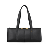 Bagcio Riva Shoulder Bag in red, front view with twin long handles, top zip closure and gold-tone detailing.