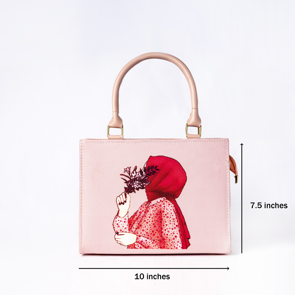 Canvas Tote Bag - Floral Hijab Art