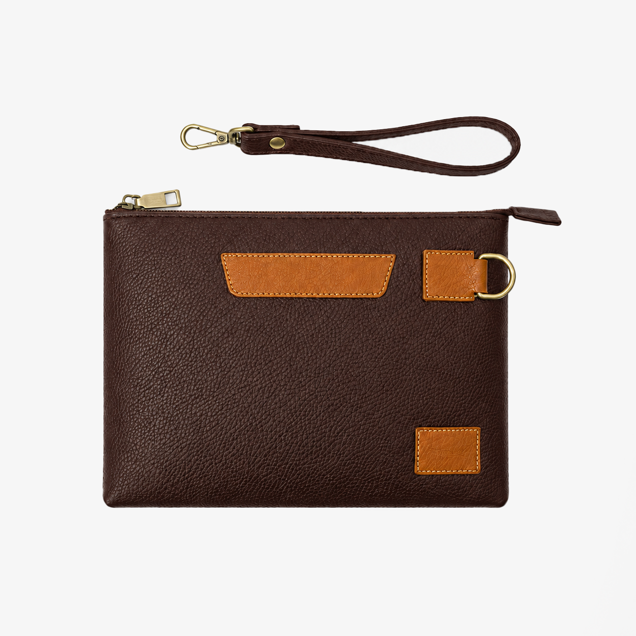 Executive Leather Clutch Wallet | Maroon & Tan Two-Tone Wristlet with Detachable Strap & Card Slots Main image