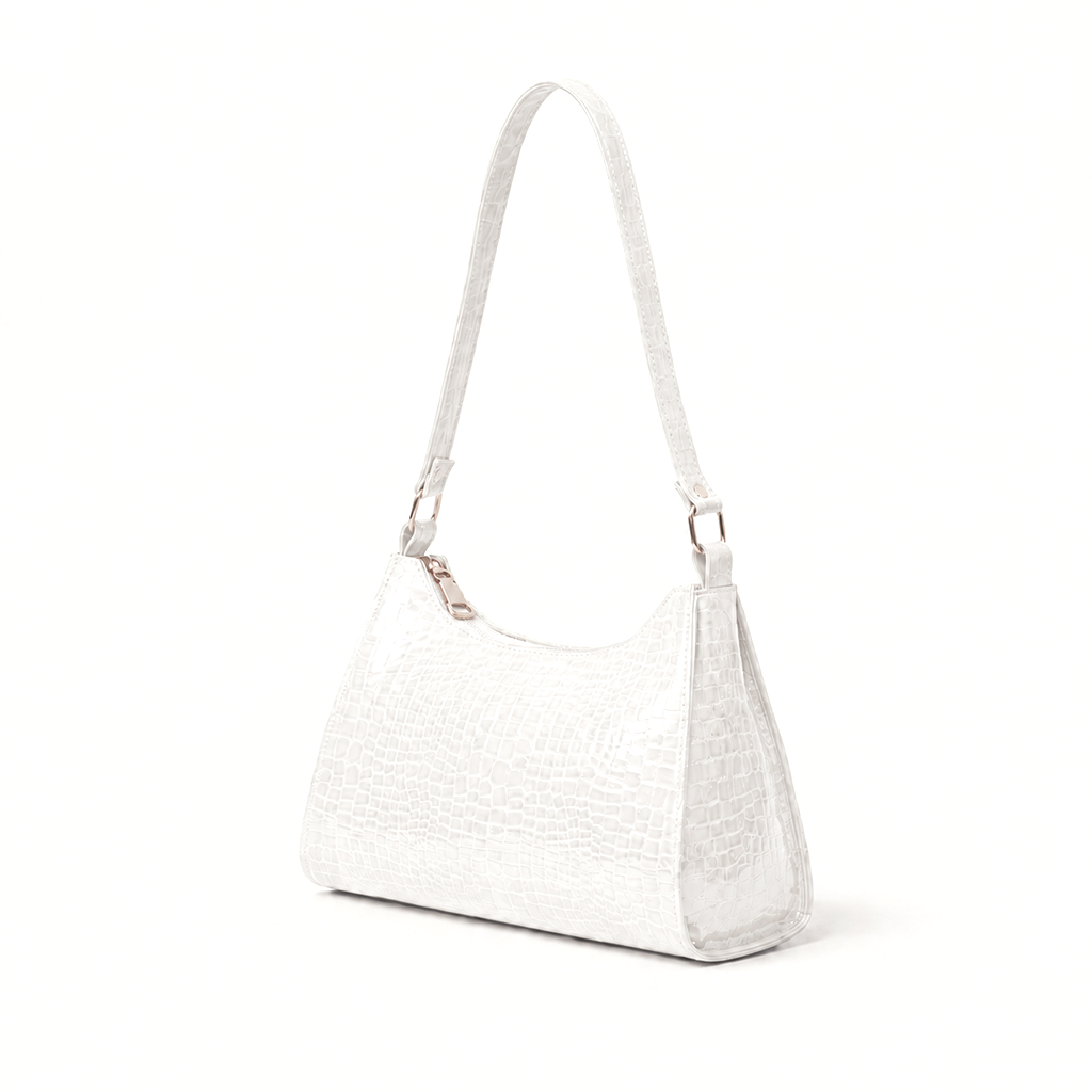 Croc-Embossed Baguette Bag