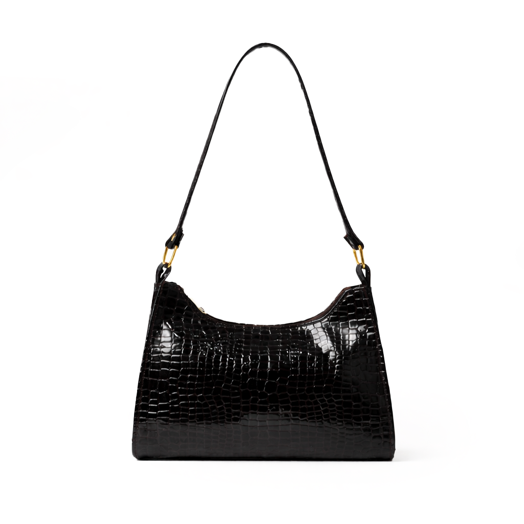 Croc-Embossed Baguette Bag