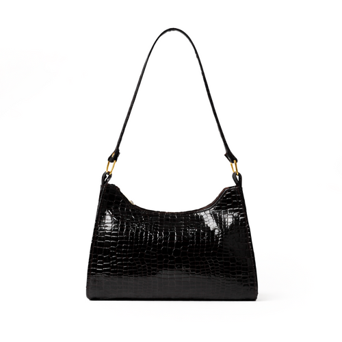 Croc-Embossed Baguette Bag