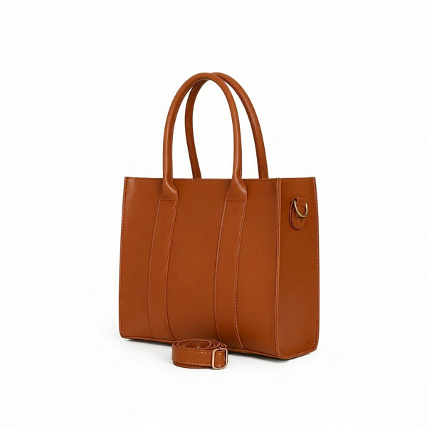 Tan Structured Tote Bag