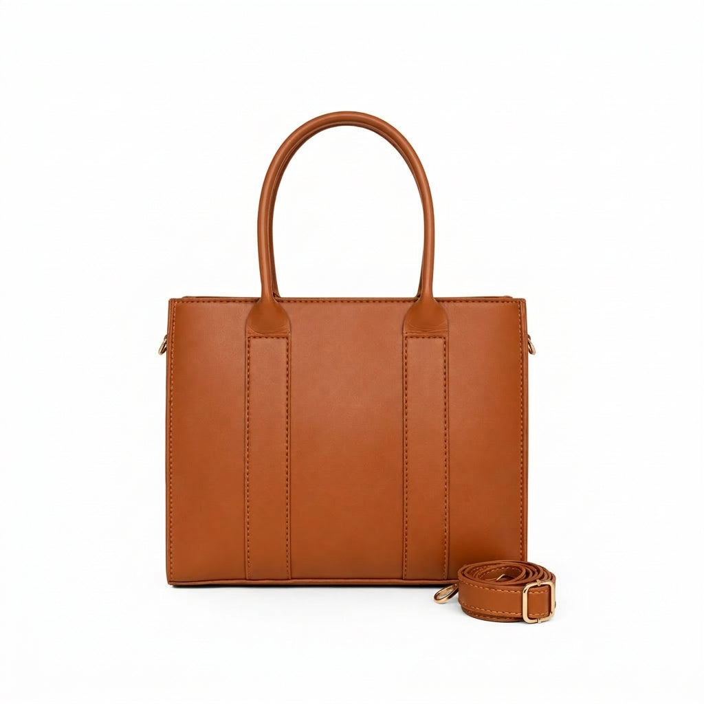 Tan Structured Tote Bag