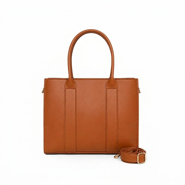 Tan Structured Tote Bag