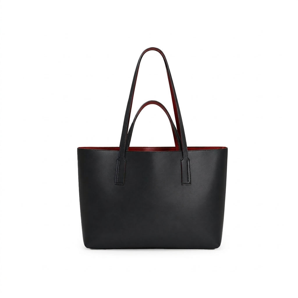 Reversible Luxe Tote: Black & Wine Red