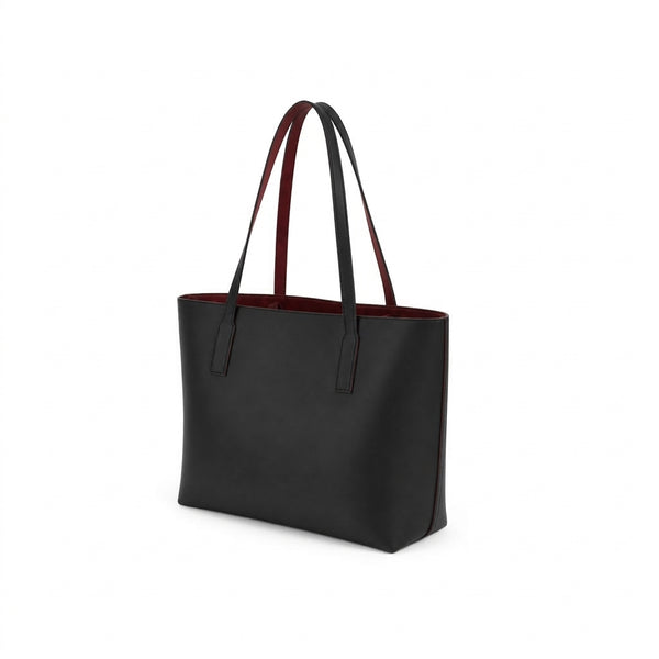 Reversible Luxe Tote: Black & Wine Red