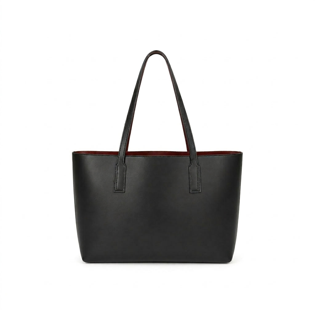 Reversible Luxe Tote: Black & Wine Red