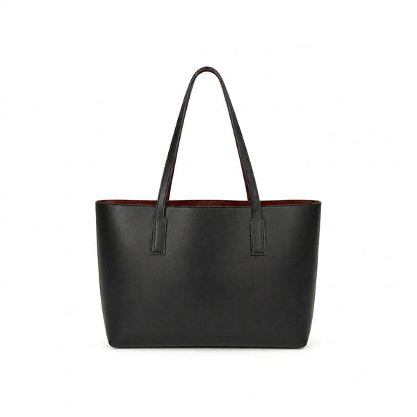 Reversible Luxe Tote: Black & Wine Red