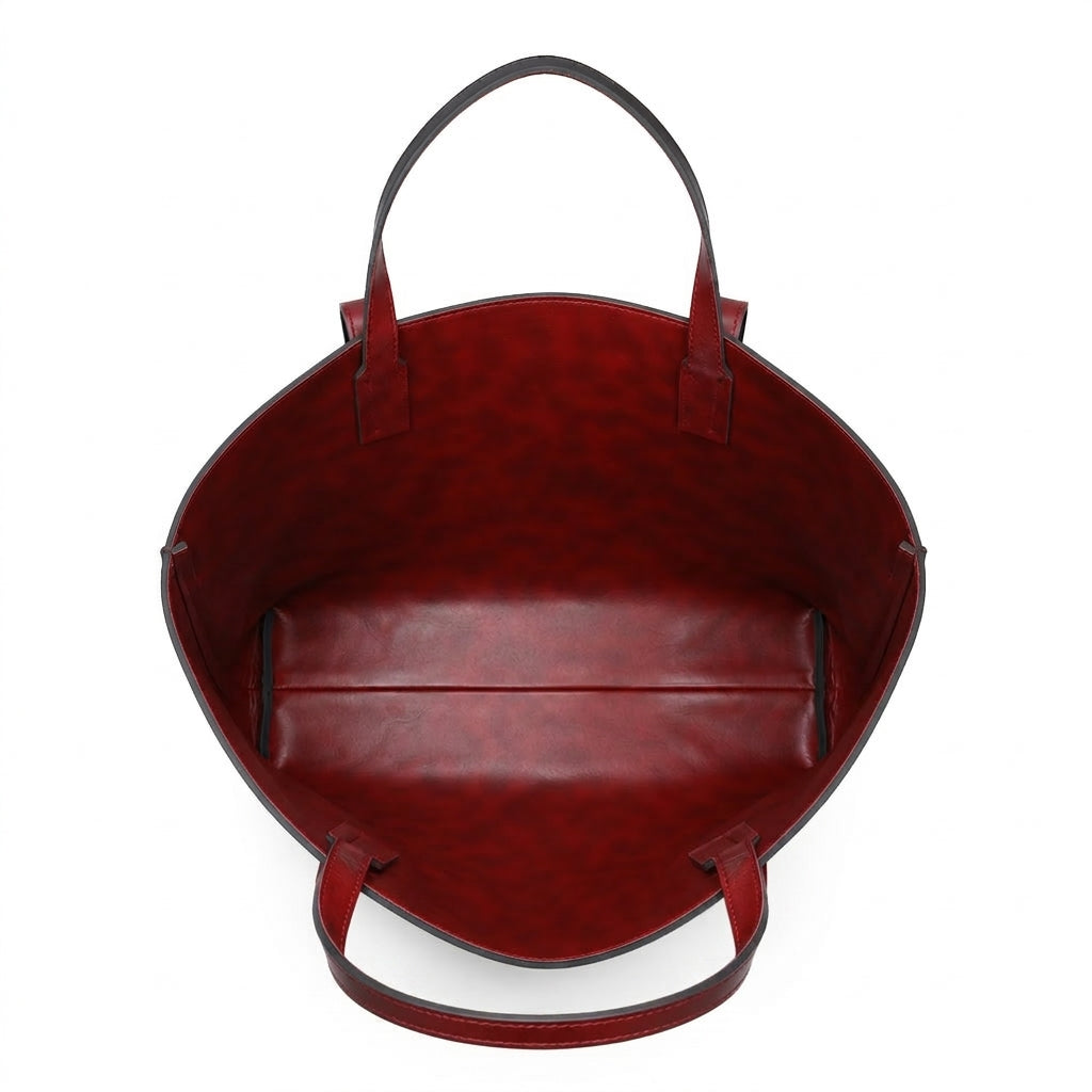 Reversible Luxe Tote: Black & Wine Red