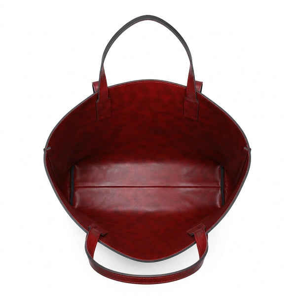 Reversible Luxe Tote: Black & Wine Red