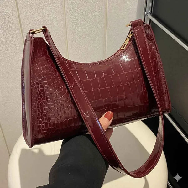 Croc-Embossed Baguette Bag