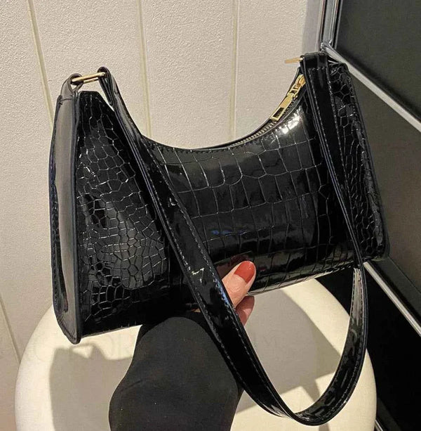 Croc-Embossed Baguette Bag
